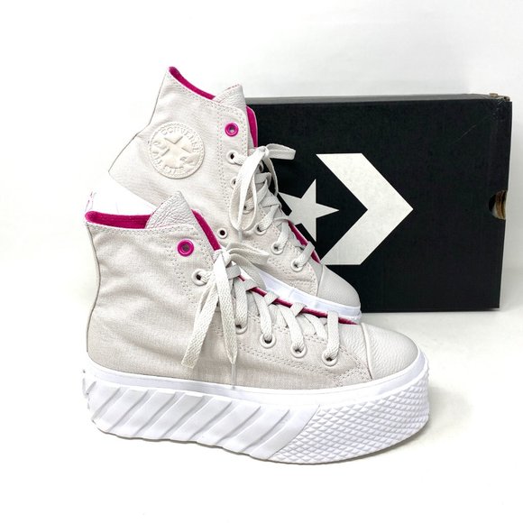 Converse CTAS Lift 2X Hi Pale Putty Platform Pink Canavs Sneakers Womens 571676C - Picture 7 of 10